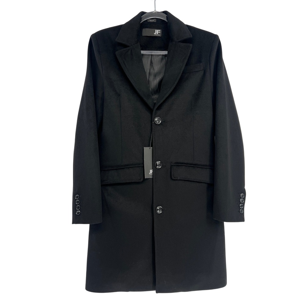 J. Ferrar Wool Blend Overcoat Mens Small Black NWT Tailored Long Jacket Lined‎